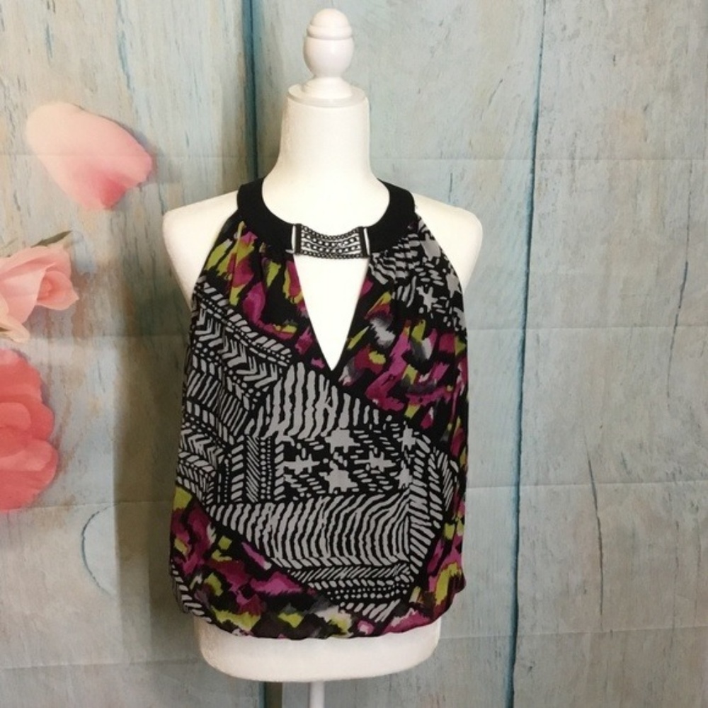 BISOU BISOU V-Neck Open Front Size M Sleeveless